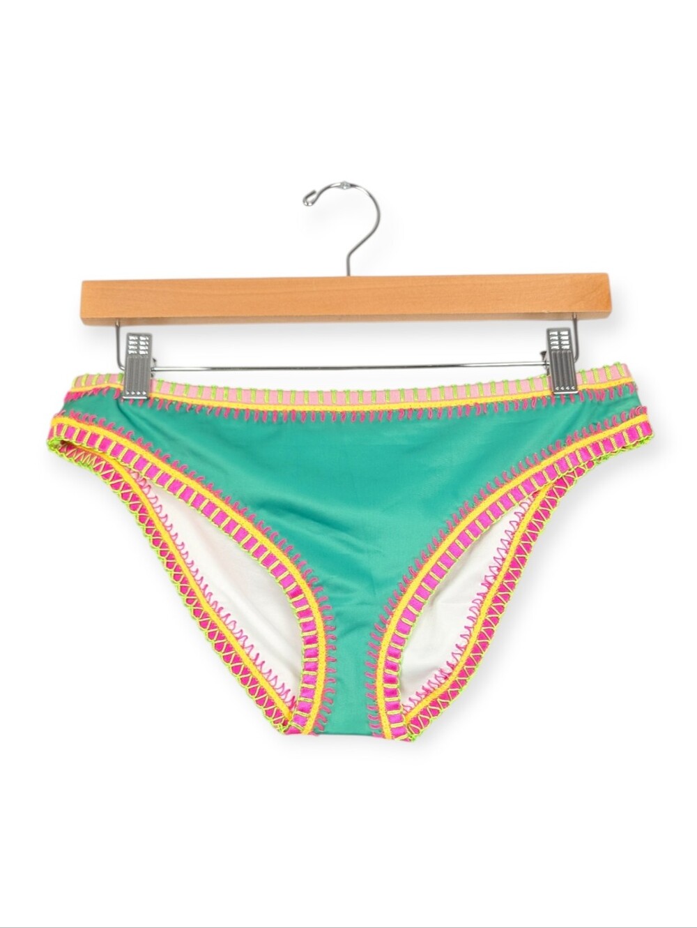 PQ Swim Platinum Bikini Bottom M Emerald Bay Crochet Trim Swim Bottom NWT